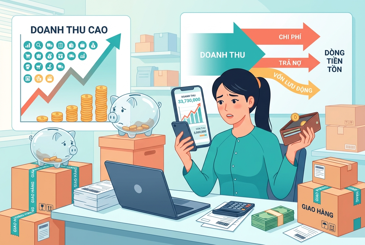 Tại sao doanh thu tăng ầm ầm nhưng Chủ shop Online vẫn không thấy tiền đâu? Lỗi tại ai? - Kế Toán Triển Vọng
